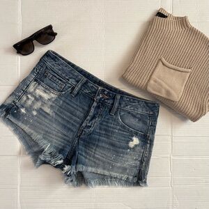 Abercrombie & Fitch | Cutoffs Frayed Blue Denim Jean Shorts Cotton size 27 or 3